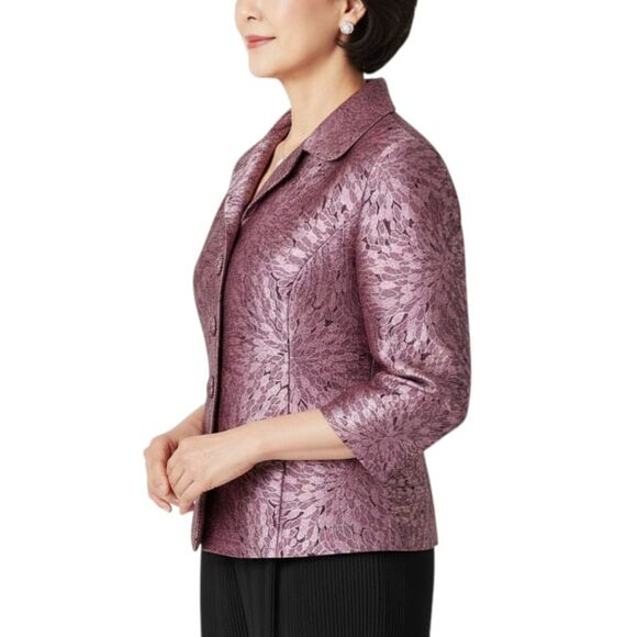 VTG 90s Dressbarn Pink Metallic Teardrop Jacquard Dress Jacket Blazer Sz S - Picture 2 of 13